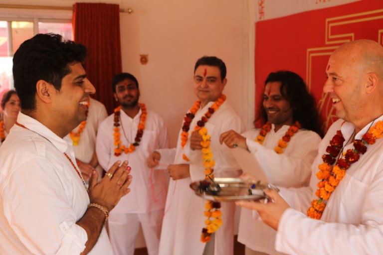 Students Group During 200 hours Meditation Teacher Training In Rishikesh India With Shiva Girish