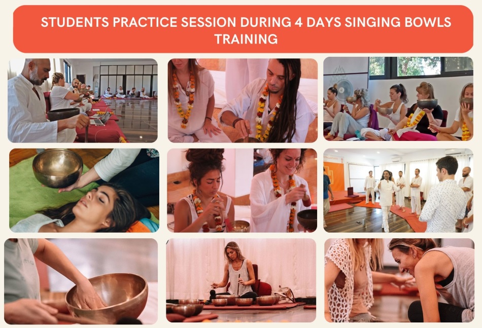 Living Traning Students Practice session for Soundbath Sound healing Training Goa India